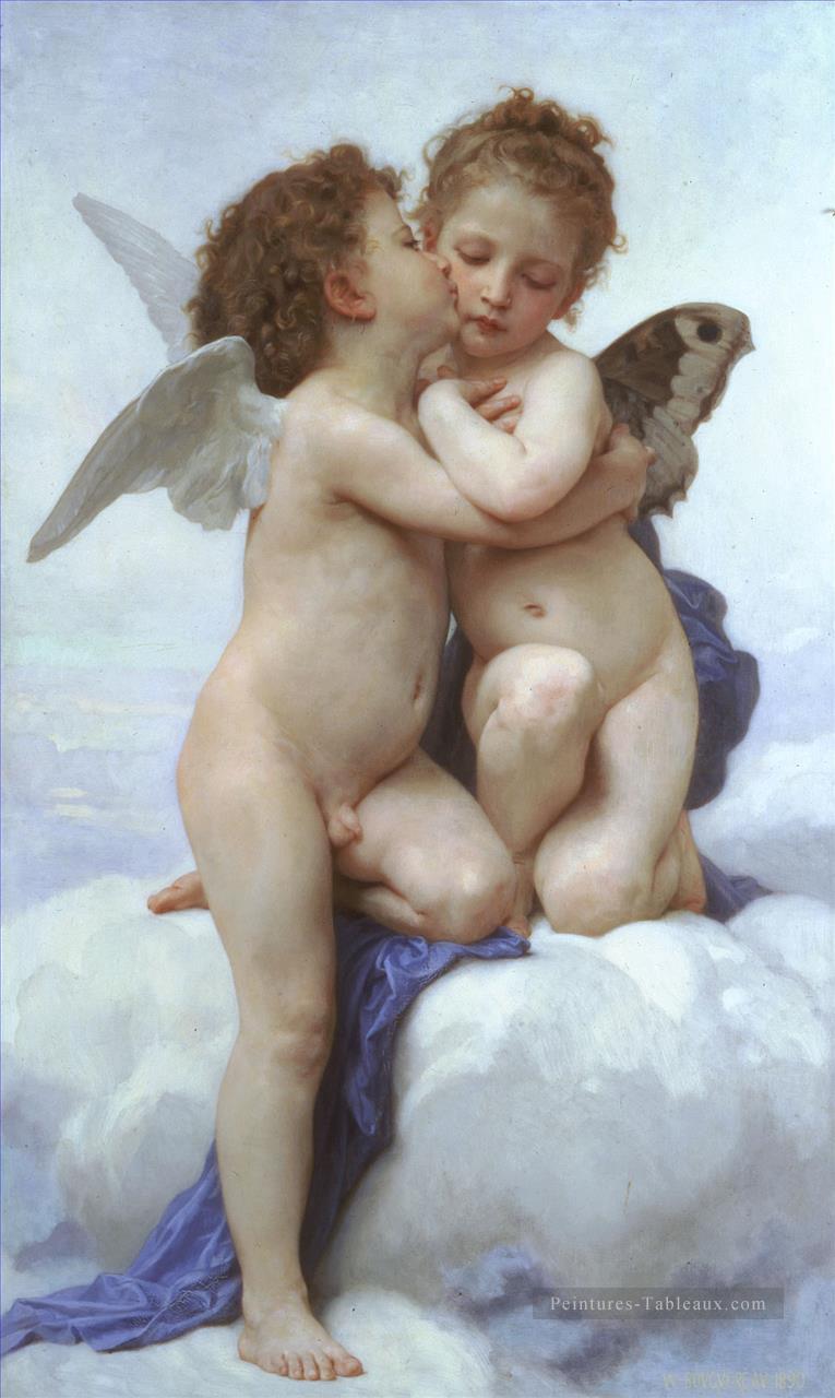 LAmour et Psyche enfants ange William Adolphe Bouguereau Peintures à l'huile